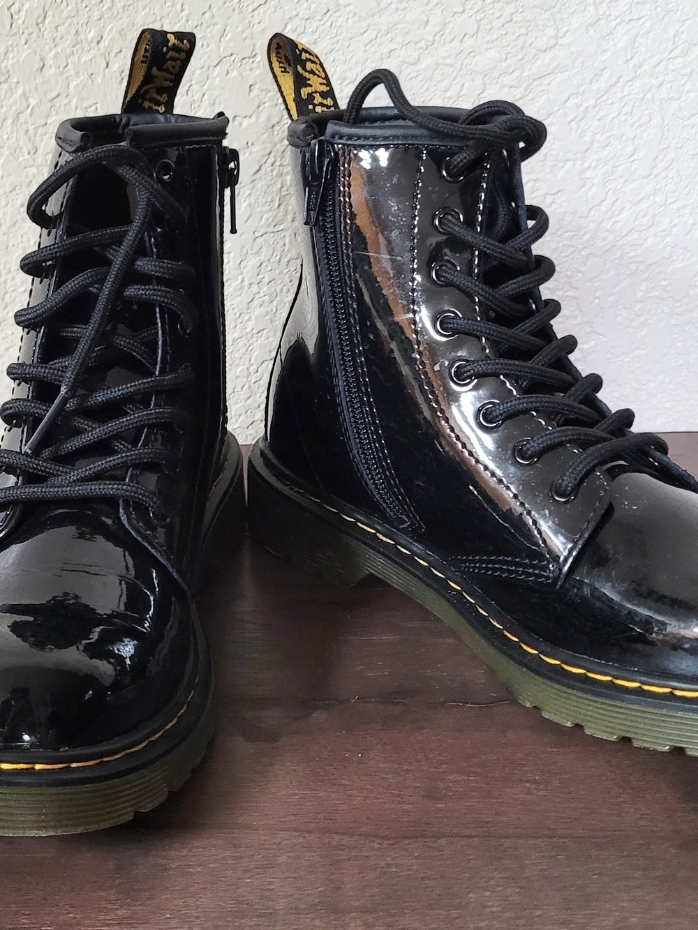 Dr. Martens Black Patent Leather Lace-Up Boots